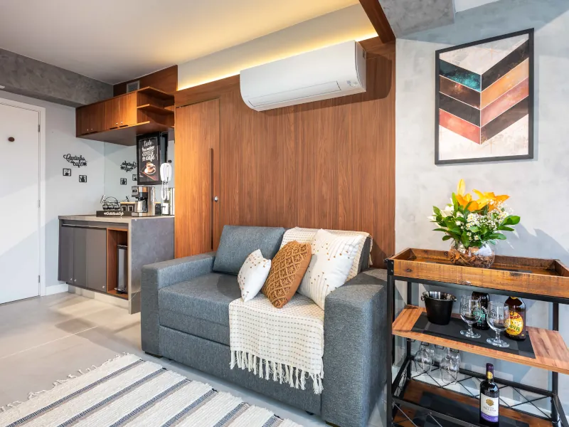 Sala do apartamento River One Skyline Premium no Butantã, São Paulo